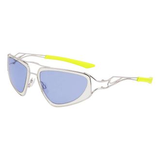 Nike Sunglasses Oval Full Rim, Silver Frame And Blue Lens Nikeveilev24048041