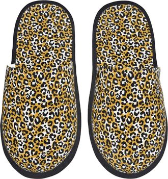 Generic Camping Slippers Leopard Portable Sleepers Plush Lined House Shoes Travel Indoor Slipper For Indoor Casual L