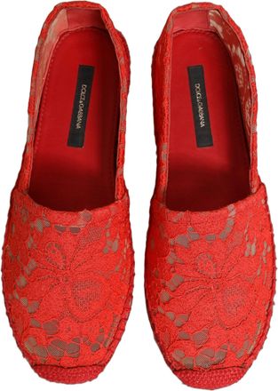 Dolce & Gabbana Womens Taormina Flat Red Viscose Cotton Nylon