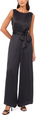 Vince Camuto Tie Waist Wide Leg Jumpsuit in Rich Black at Nordstrom, Size X-Small