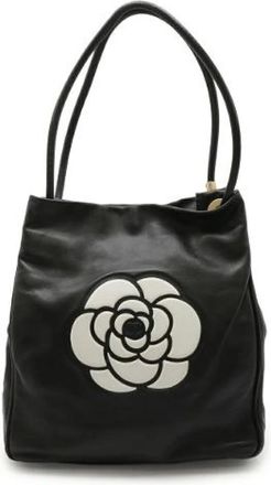 Chanel Pre-owned Camellia Leren Tote Tas - Dames - Vintage Shopper - Zwart - ONE Size - Leer - Vintage