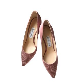 Jimmy Choo London Satin Shooting Crystals Guava Romy 85 Pumps Size 39
