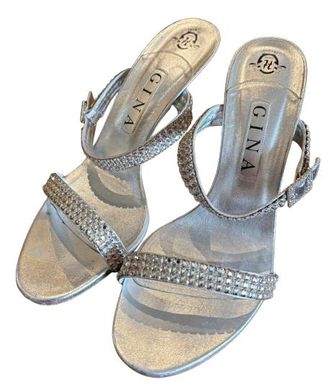 Gina Embellished Silver Sandals Size 40
