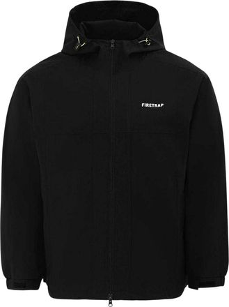 Firetrap Heren Lichtgewicht Jas met Capuchon (Zwart)
