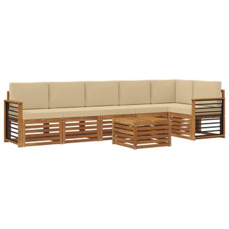 vidaXL Conjunto De Sof&aacute; Seccional Con Coj&iacute;n 7 Pcs Natural Y Beige Vidaxl