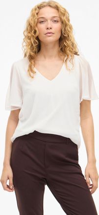 Vila T-Shirt VILA VIFALIA V-NECK S/S TOP - NOOS, Damen, Gr. 34, snow wei&szlig;, Jersey, Obermaterial: 100% Polyester, unifarben, regular fit normal, V-Ausschnit