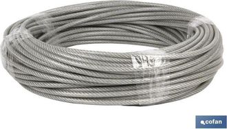 cofan Cofan - Cable Acero (6mm) 4x6mm 6x7+1 Plast. (50m), Cable De Acero Plastificado Cristal En Rollos De 25, 50 Y 100 Metros De Longitud