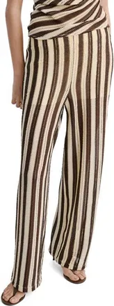 Mango Stripe Open Stitch Knit Pants in Brown at Nordstrom, Size X-Large