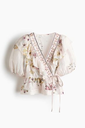 H&M Peplumbluse aus Leinenmix - Beige