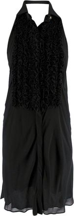 Redemption Black Ruffled Bib Silk Halterneck Dress Size S