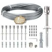 OEM Soporte Para Plantas Trepadoras, Kit De Suspensi&oacute;n Con Cuerda De Acero Inoxidable De 12 M, Cable De Acero Inoxidable De 3 Mm Y 8 Tensores Para Jard&iacute;n/