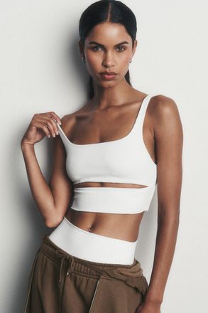 Alo | Slit Bra in Ivory, Size: Medium