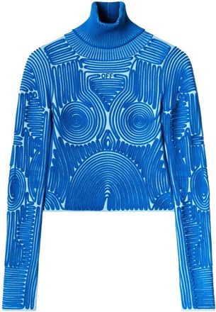 Off-white Flower Vortix embroidered top - women - Polyester/Viscose - 42 - Blue