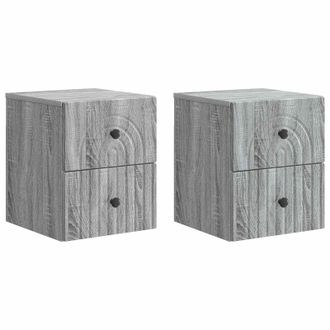 vidaXL Mesita De Noche De Pared 2 Pcs Gris Sonoma 33 X 34,5 X 40 Cm Vidaxl