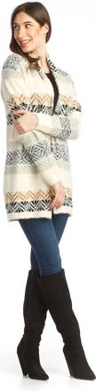 Papillon Patterned Textured Cardigan In Cream