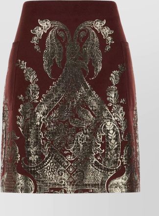 Etro wool blend mini skirt with metallic print