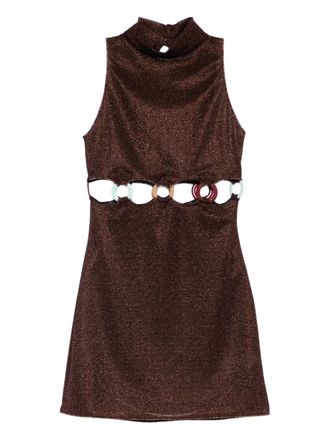 Os&eacute;ree cut-out high-neck dress - Brown