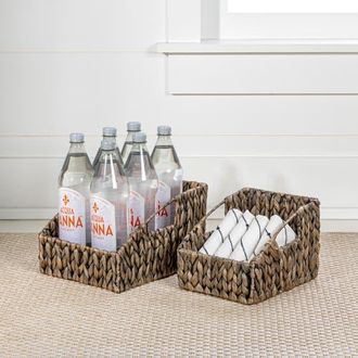 Happimess Havanah Southwestern Handwoven Hyacinth Slanted Pantry Baskets with Handles, in Gray Brown at Nordstrom