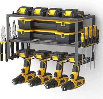 OEM Almacenamiento De Herramientas El&eacute;ctricas - Estante Para Taladro - Juego De 3 Soportes Inal&aacute;mbricos - Montaje En Pared - 4 Herramientas