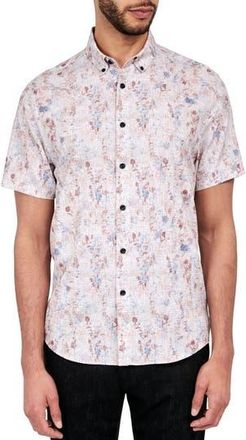 Brooklyn Brigade Barlow Vintage Floral Performance Short Sleeve Button Down Shirt in Tan at Nordstrom Rack, Size Xx-Large