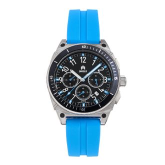 Shield Mens Sonar Chronograph Strap Watch w/Date - Sky Blue Stainless Steel - One Size
