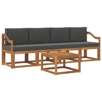 vidaXL Conjunto De Sof&aacute;s De Exterior 5 Pcs Natural Y Antracita Vidaxl