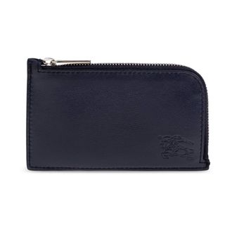 Burberry Wallets & Cardholders, male, Blue, Size: ONE SIZE Leather Card Holder with Logo