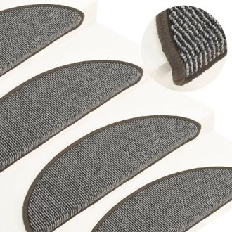 vidaXL vidaXL Tappetini per scale 15 pz 56x17x3 cm Grigio Semicircolari