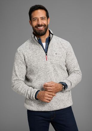 Man's World Fleecepullover MANS WORLD, Herren, Gr. 3XL, grau (grau meliert), Fleece, Obermaterial: 100% Polyester, meliert, regular fit, hoch geschlossener Aussch