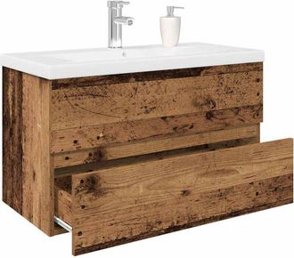 vidaXL Mueble Lavabo Con Lavabo Integrado Y Grifo Madera Vieja Vidaxl