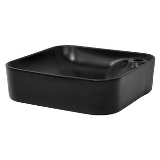 ECD Germany Lavabo negro encimera cerámica juego de desagüe sin rebosadero