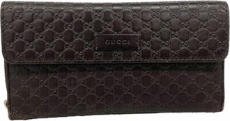 Gucci Dark Brown Leather Long Wallet (Bi-Fold) (Pre-Owned)