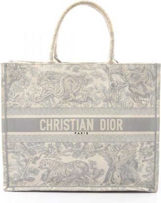 Dior Gray White Canvas Tote Bag (Pre-Owned)