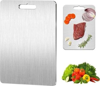 OEM Tagliere Professionale A Doppia Faccia In Titanio, In Acciaio Inossidabile Senza Bpa, Per Carne, Verdura E Frutta, 34x23 Cm