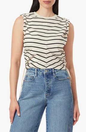 Habitual The Luna Cinched Cotton Top in Ecru Jet Black at Nordstrom, Size X-Large