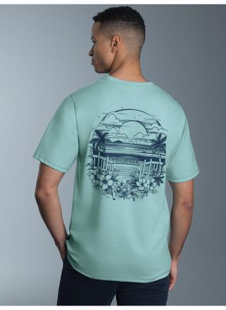 Trigema T-Shirt TRIGEMA TRIGEMA T-Shirt mit grossem Backprint, Herren, Gr. XXL, blau (gletscher), 100% Baumwolle, Basic, Shirts T-Shirt