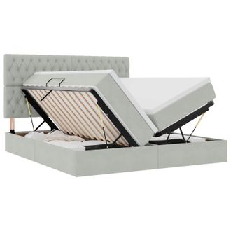 vidaXL Cama De Almacenamiento Led Con Colch&oacute;n Gris Claro 180 X 200 Cm Vidaxl