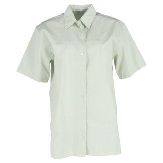 Victoria Beckham Check Print Shirt in Green Cotton
