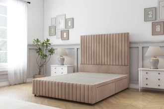 Sloomy Madison Naples Divan Base 2 Drawers -26 Headboard & 12 Footboard in Light Brown | Size: Small Single