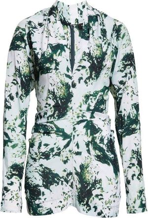 Proenza Schouler Adela Print Long Sleeve Top in Dark Green Multi at Nordstrom, Size 10