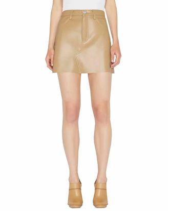 Frame Denim High N Tight Leather Skirt In Light Camel
