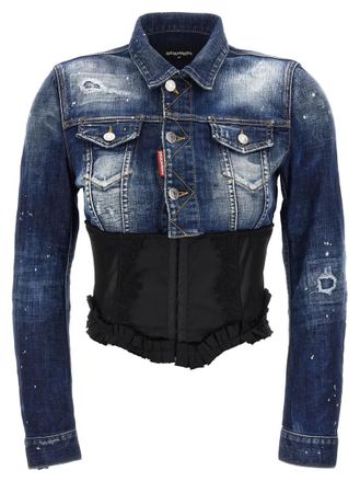 Dsquared2 Blue Distressed Shirt Collar Jacket