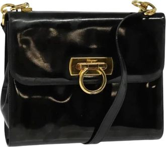 Ferragamo Pre-owned Enamel Schoudertas - Dames - Vintage Schoudertas - Zwart - ONE Size - Vintage
