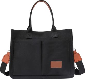 Generic Tote Bags for Women - Stylish Canvas Tote Bag for Women Spacious Solid Color Design with Multiple Convenient Exterior Pockets