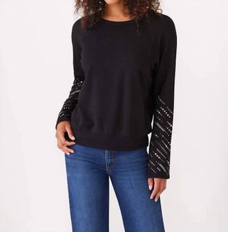 Karen Kane Eliana Embellished Sleeve Top In Black