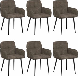 vidaXL Sillas De Comedor 6 Uds. Cuero De Suede Sint&eacute;tico Gris Oscuro Vidaxl