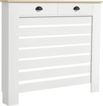 OEM Cubre Radiadores De Mdf Con 2 Cajones Cubierta Para Radiador Para Sal&oacute;n Dormitorio Pasillo 111x19x95,5 Cm Blanco