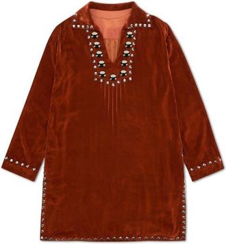 Fortela Velvet Shirt with Studs in Silver at Nordstrom, Size 40 Eu