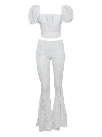 Charo Ruiz Ibiza Set con pantaloni in pizzo sangallo - Bianco