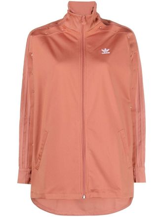 adidas embroidered-logo zip-fastening top - women - Recycled Polyester - 14 - Orange